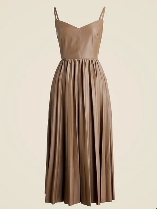 J. Crew Dresses & Skirts - J.Crew Collection | Faux Leather Pleated Midi Dress Size: 4